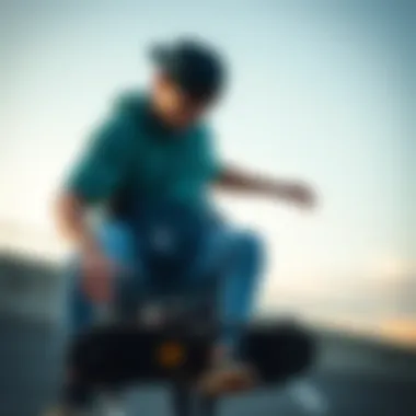 Integrating Functionality with Skate Culture A skateboarder wearing the Herschel Independent Fanny Pack while performing tricks.