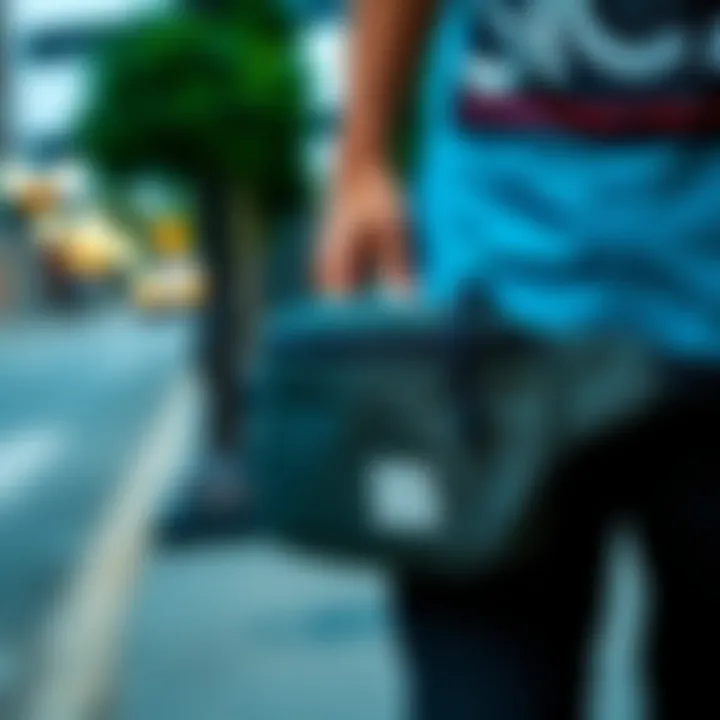 Urban Style Meets Practicality Herschel Independent Fanny Pack displayed in an urban setting, emphasizing its stylish design.