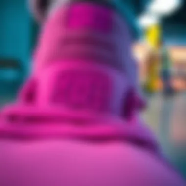 Close-up of the material texture of hot pink DC shoes