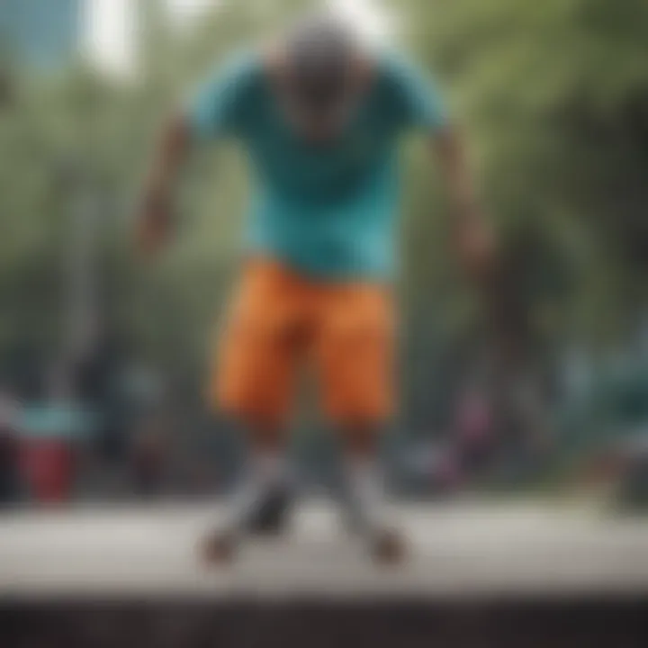 Stylish outfit featuring Huf shorts paired with skate accessories