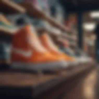 Vibrant Shoe Display A vibrant display of shoes showcasing the buy one get one 50% off promotion