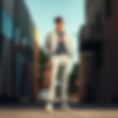 Fashion Meets Function: The Aesthetic of Light Grey Dickies Fashionable skater posing with light grey Dickies