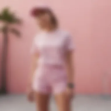 Stylish Outfit Ideas with Light Pink Nike Shorts A stylish arrangement of light pink Nike shorts paired with complementary athletic wear and accessories
