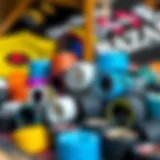 Variety of skateboard bushings displayed for selection