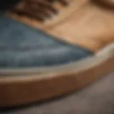 Close-up view of Vans gum sole showcasing texture and grip