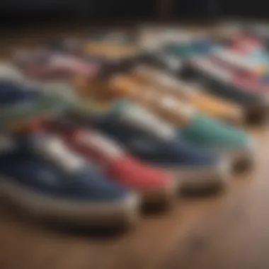 Diverse Colorways of Vans Gum Sole Shoes Side profile of Vans gum sole shoes in various color options