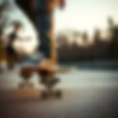 Skateboarder wearing Moxi skates pads in action