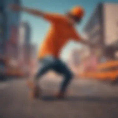 Neon Orange Skate Style Vibrant neon orange skateboard attire