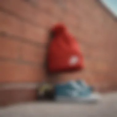 The Connection Between Skateboarding and Nike Beanies Skateboard resting against a wall next to a Nike beanie hat