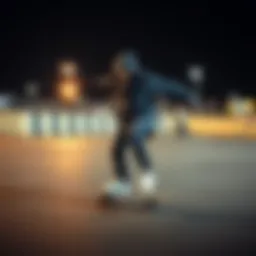 Dynamic skater showcasing the Nike Black Windbreaker in action.