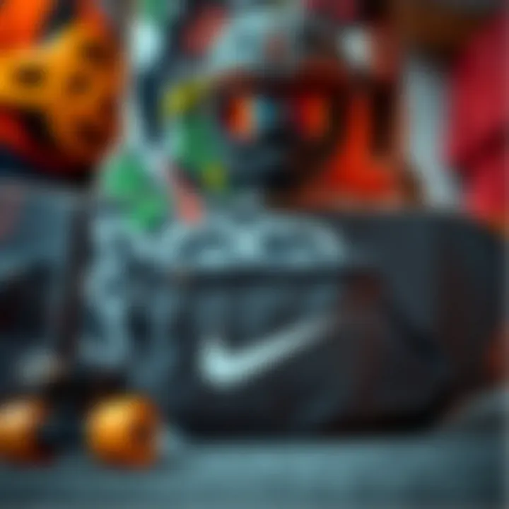 Nike Cross Body Bag with Skateboarding Gear Stylish display of the bag against skateboarding gear