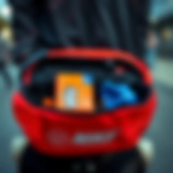 Organizational Features of the Bag Close-up of the bag's organizational compartments