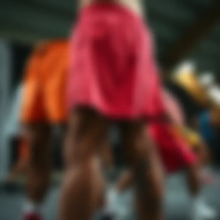 Nike long shorts displayed in different styles and colors