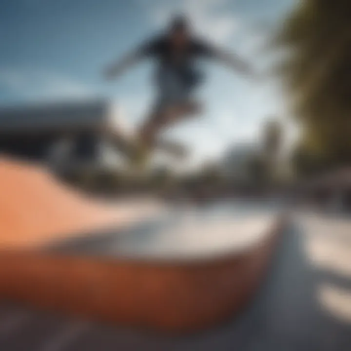 A skateboarder performing tricks at Nike Plaza Las Americas