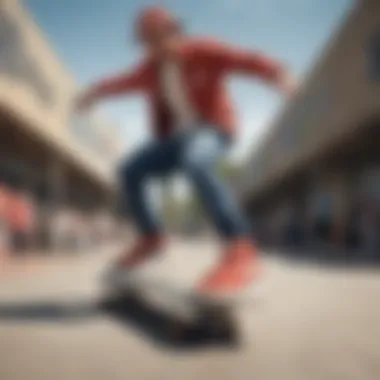 Action shot of the Nike SB Blazer Court DVDL being used in a skateboarding trick