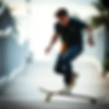 Skateboarder wearing Nike SB Polo Shirt in action