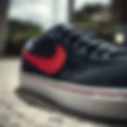 Close-up of Nike SB Zoom Janoski design showcasing its unique textures and materials