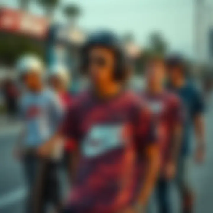 Trendy Nike Shirts in Skate Culture Group of skateboarders wearing trendy Nike shirts