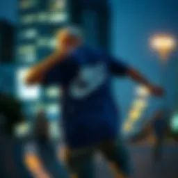 Stylish Nike skateboarding shirt in action