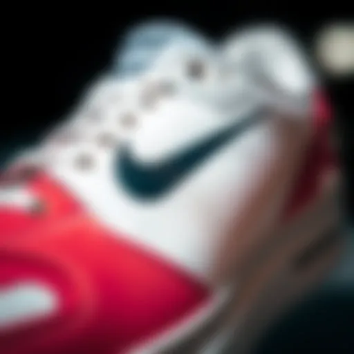 Detailed View of Black Swoosh on Nike Skate Shoe Close-up of Nike shoe showcasing the black swoosh emblem