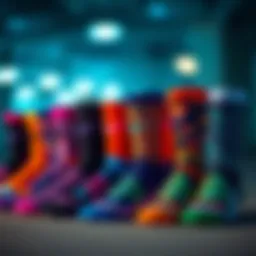 A stylish display of various Nike socks showcasing their vibrant colors and patterns