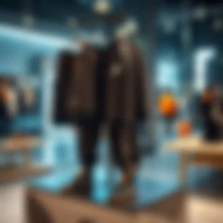 Nike sweatpants on a stylish display in a retail environment