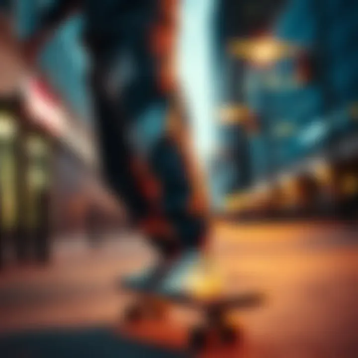 Nike sweatpants worn by a skater in an urban setting