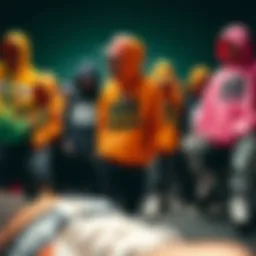 A vibrant collection of Odd Future apparel showcasing unique designs and colors.