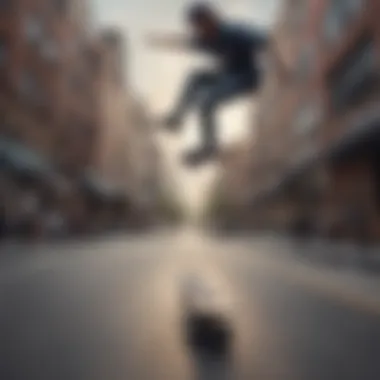 Skateboarder Performing Tricks with Parkstar Skates A skateboarder performing tricks using Parkstar skates in an urban environment.