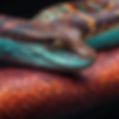 Vibrant Scales of a Pit Viper A close-up of a vibrant pit viper showcasing its unique scales and coloration