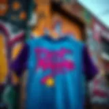 A vibrant Post Malone tee shirt displayed against a graffiti backdrop