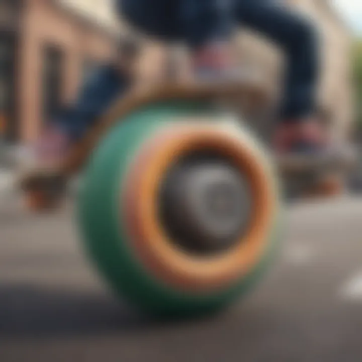 Close-up view of radar energy roller skate wheels showcasing their unique design and technology