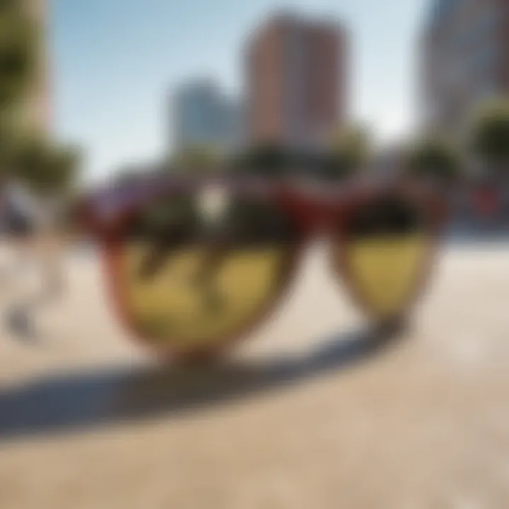 Ray-Ban sunglasses showcased against a vibrant skate park backdrop