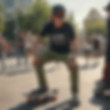 Group of skaters socializing with Ray-Ban sunglasses on