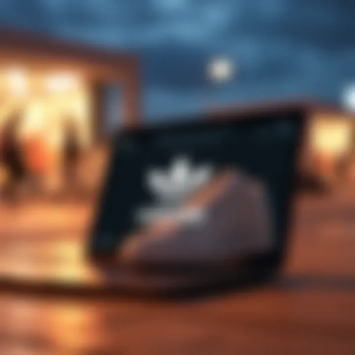 Online Shopping for Adidas Footwear Online shopping for Adidas footwear on a laptop