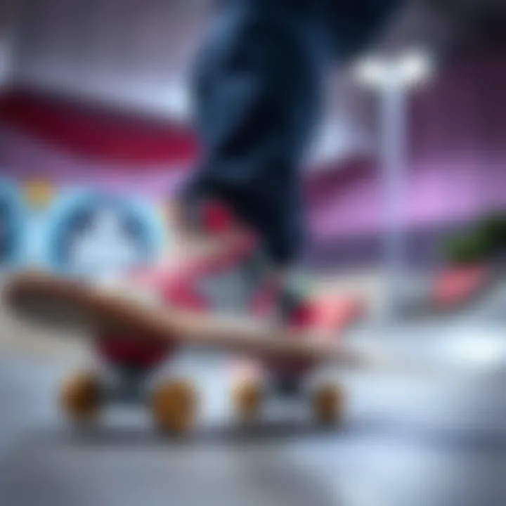 Skateboarder in Adidas Footwear Skateboarder wearing Adidas shoes at a skatepark