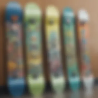 Showcase of Rick and Morty Snowboard Designs A collection of various Rick and Morty snowboards displayed on a wall, highlighting different designs.