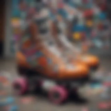 A Colorful Display of Roller Skate Patches Colorful roller skate patches displayed on a skate