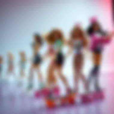 Evolution of Barbie Dolls Historical timeline illustrating the evolution of Barbie dolls, highlighting Roller Skater Barbie