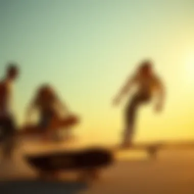 The Influence of RVCA in the Skateboarding Community A dynamic skateboarding scene featuring RVCA gear