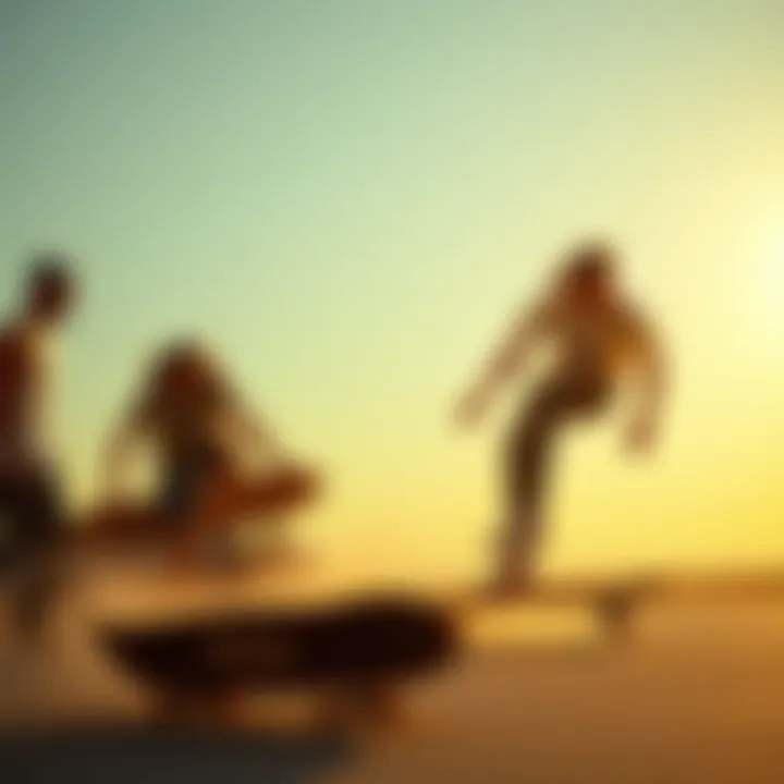 The Influence of RVCA in the Skateboarding Community A dynamic skateboarding scene featuring RVCA gear