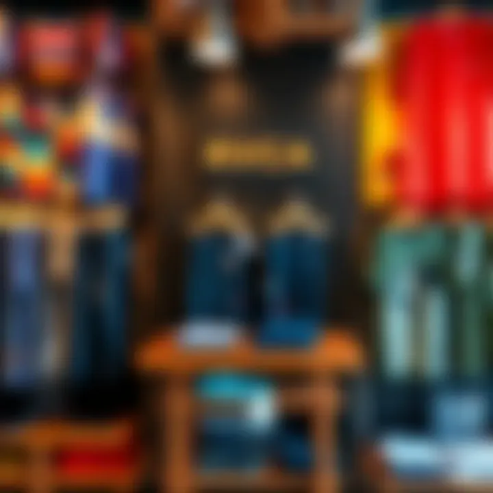 RVCA's Unique Blend of Surf and Skate Styles A vibrant RVCA clothing display showcasing surf and skate apparel