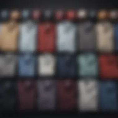 An assortment of shirt brands displayed for selection