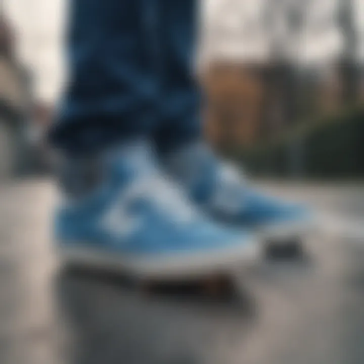 Artistic representation of color symbolism in skateboarding gear featuring New Balance Blue