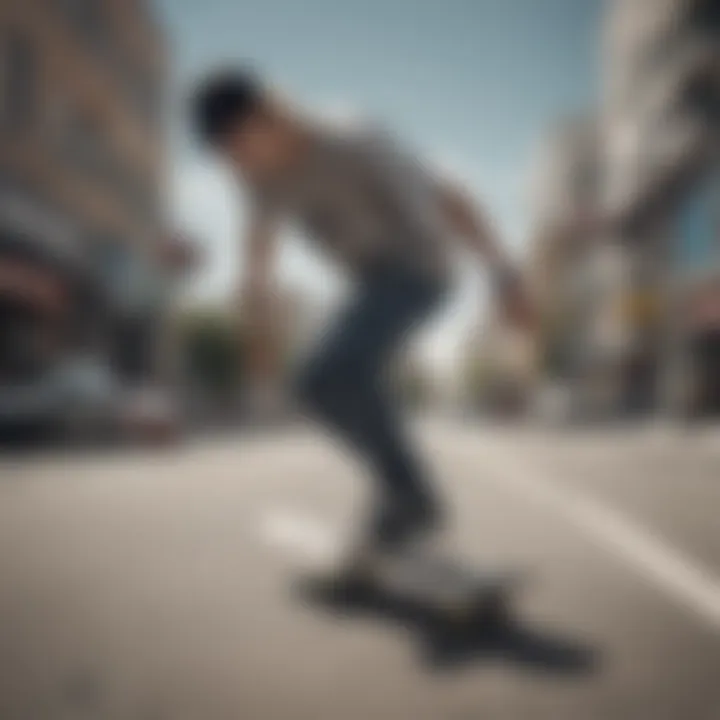 Skateboarder using the Silver T Tool in an urban environment