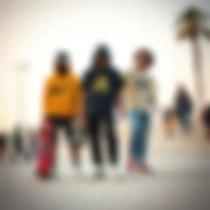 Historical evolution of skate fashion, highlighting key brands and influences.