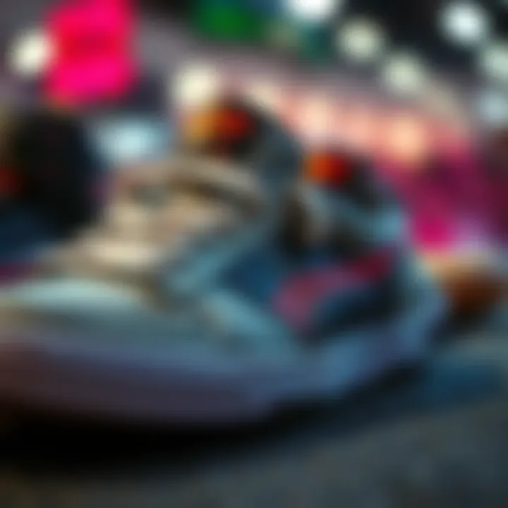 Close-up of iconic skate shoes that blend style and functionality.