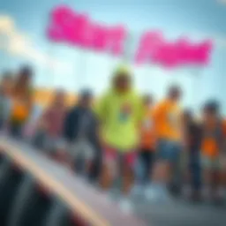 A vibrant display of skate fashion showcasing various styles and trends.