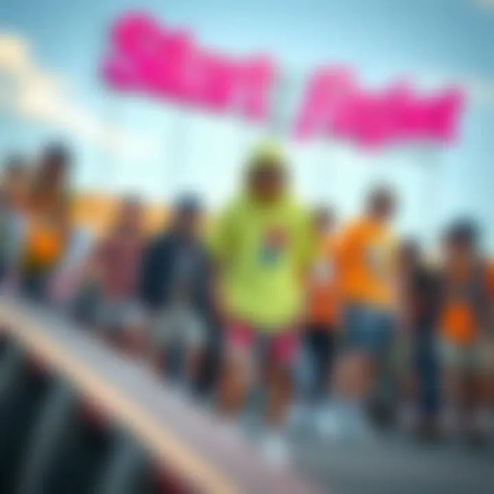 A vibrant display of skate fashion showcasing various styles and trends.