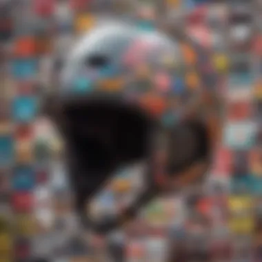 Vibrant Personal Expression on Skate Helmets Colorful skate helmet adorned with various stickers